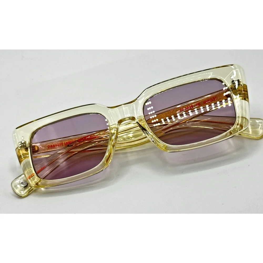Garrett Leight Sunglasses GL3030 PG Pure Glass Rectangle Frame Plum Lens